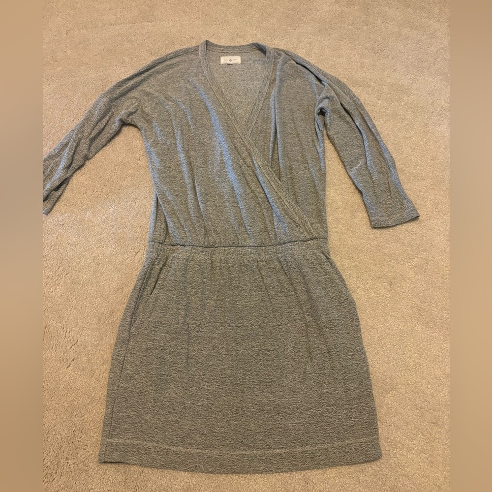 Lou & Grey Heather Gray Wrap-Style Long Sleeve Dress
